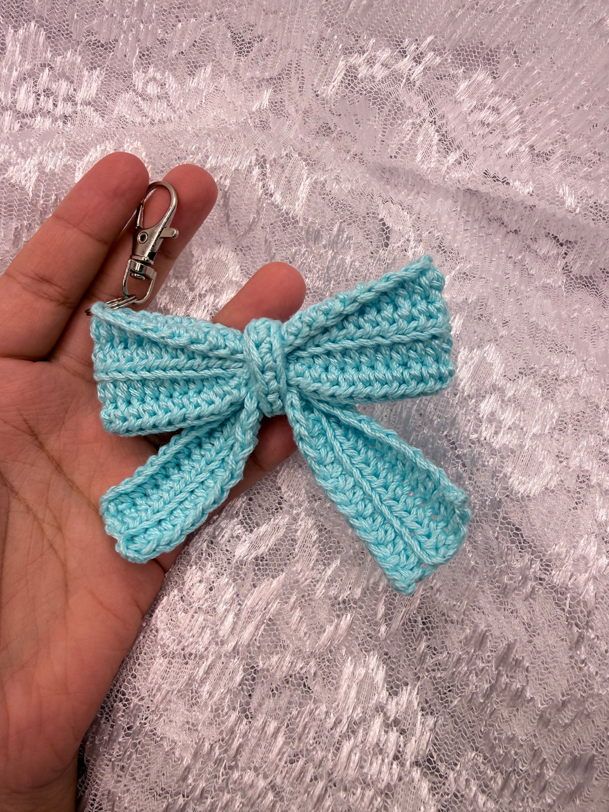 Handmade Crochet Bow Keychain
