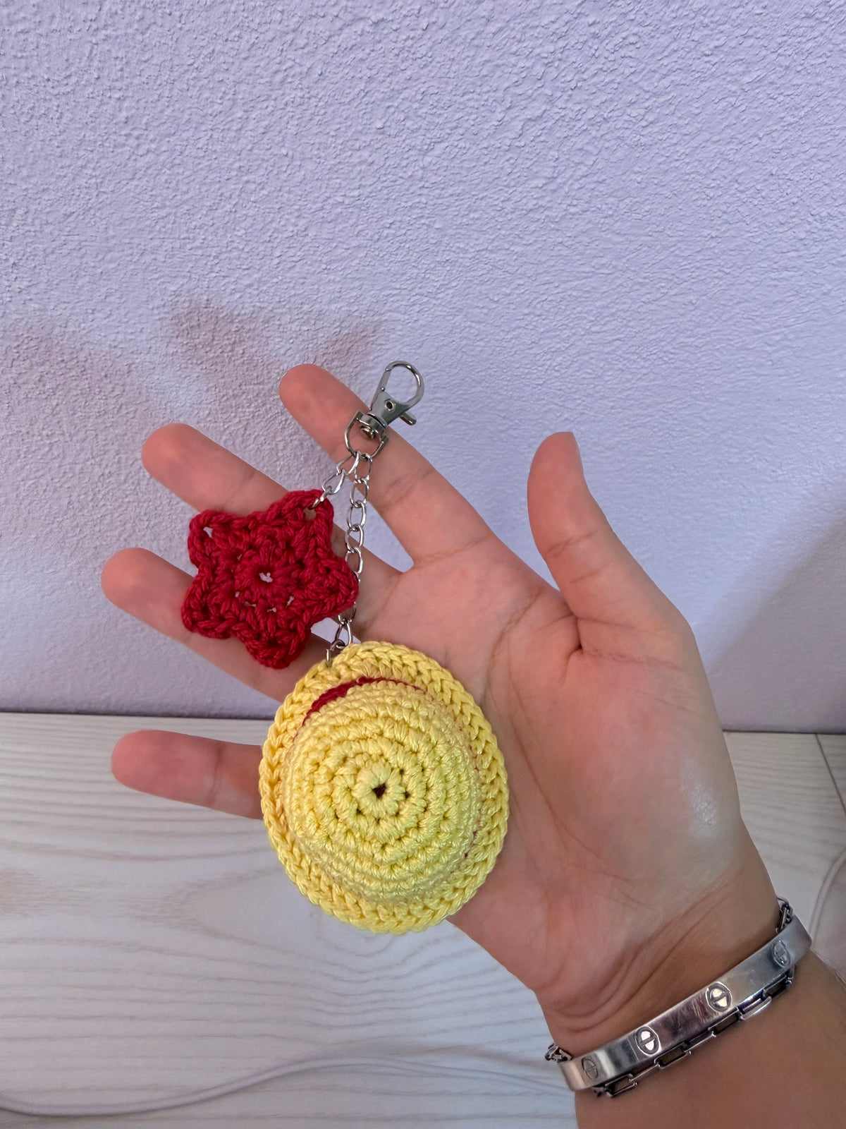 One Piece Inspired Crochet Hat Keychain