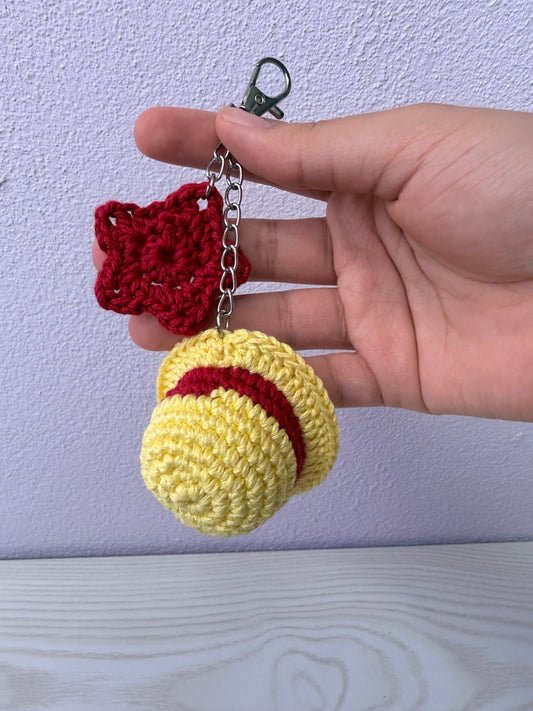 One Piece Inspired Crochet Hat Keychain