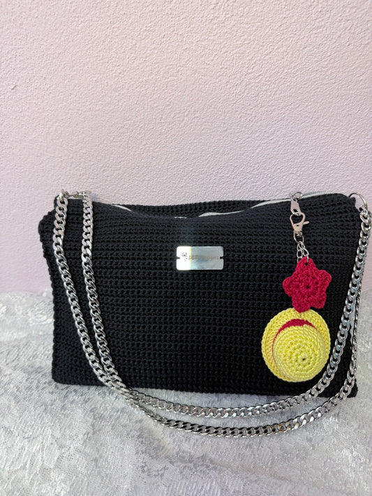 Handmade Black Crochet Crossbody Bag